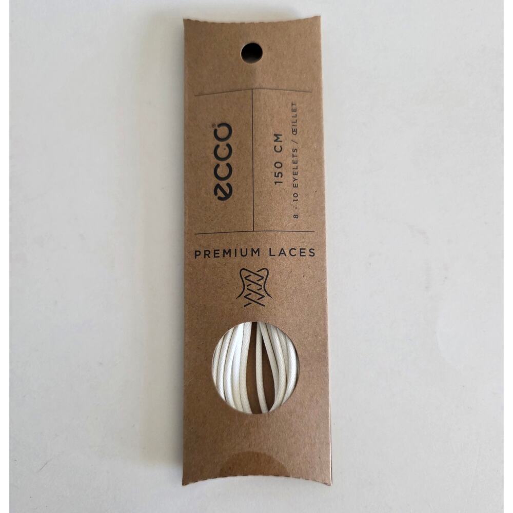ECCO White Round Shoe Laces 150 cm (59”) 100% Cotton – New